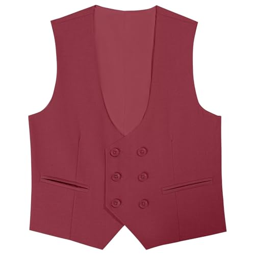 Boys Vest Double Breasted Suit Vest for Boy Formal Casual Western Wedding Waistcoat and Tie4