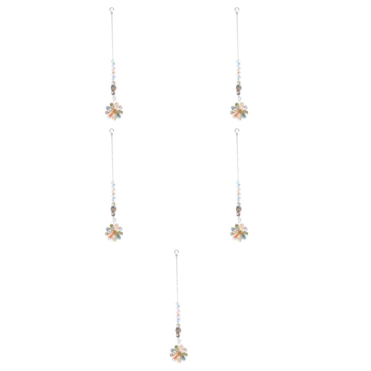 Toddmomy 5 Pezzi Acchiappasole in Cristallo con Catena, Campanello Eolico