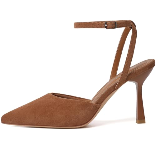Image of Susanny Heels for Women Stiletto Closed Pointed Toe Backless Dress Shoes High Heels Sexy Kitten Pumps Wedding Guest Party Dance Prom Dressy Comfort Shoes