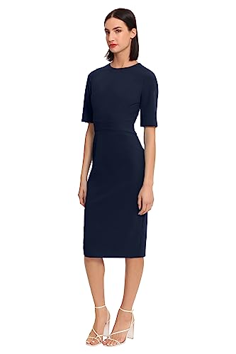 Image of Donna Morgan Women's Curved Waist Seam Crepe Workwear Dress Career Office Desk to Dinner Event Occasion Guest of