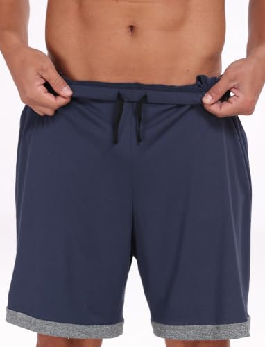 Image of Mens Pajamas Set Lightweight Summer Pjs Sleepwear Soft Comfy Short Sleeve Loungewear With Pocket (S-4X)