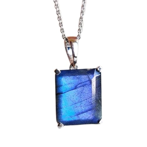 Collier rectangulaire argent 925 et labradorite, bijou style quotidien