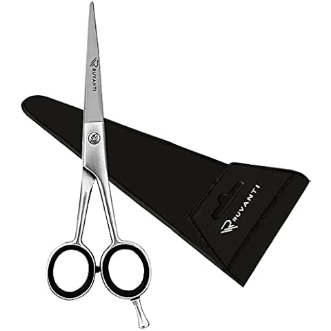 Ruvanti Professional Hair Cutting Scissors - Barber Shears for Salon and Home Use - Sharp Durable Razor Edge Tijeras De Peluqueria Profesional - Comfortable Grip Handles with Case. Cover