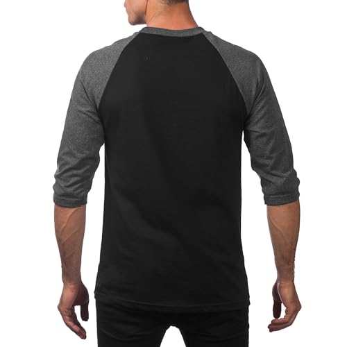 Pro Club Camiseta de béisbol para hombre con cuello redondo y mangas 3/4 miniatura 2