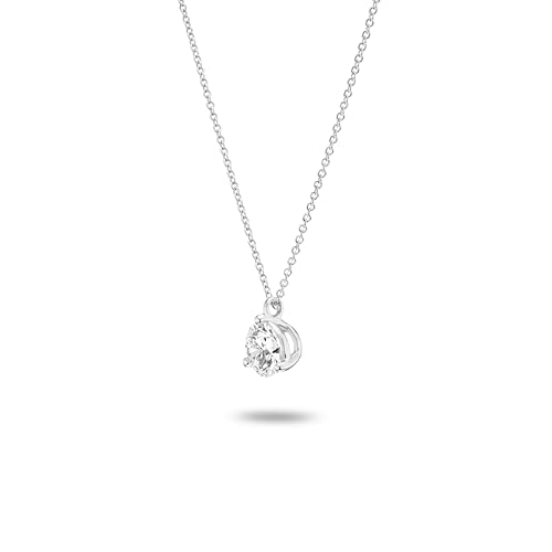 IGI Certified 1 Carat Lab Grown Diamond Round Solitaire Pendant Necklace for Women - 14k White Gold Necklace (I-J, VS1-VS2, 1.00 cttw) - 3-Prong Martini - 18 Inch Chain4