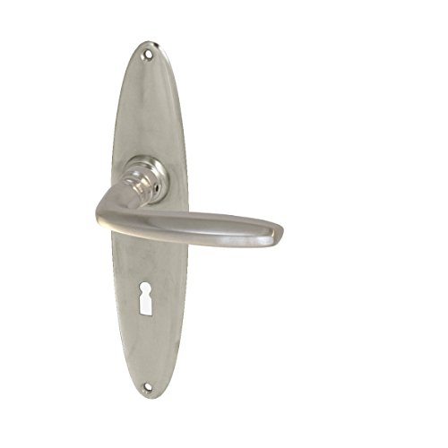 Türbeschläge silber, Drückergarnitur Modell aus Messing vernickelt matt mit Türgriffen für Zimmertüren, Jugendstil Cover