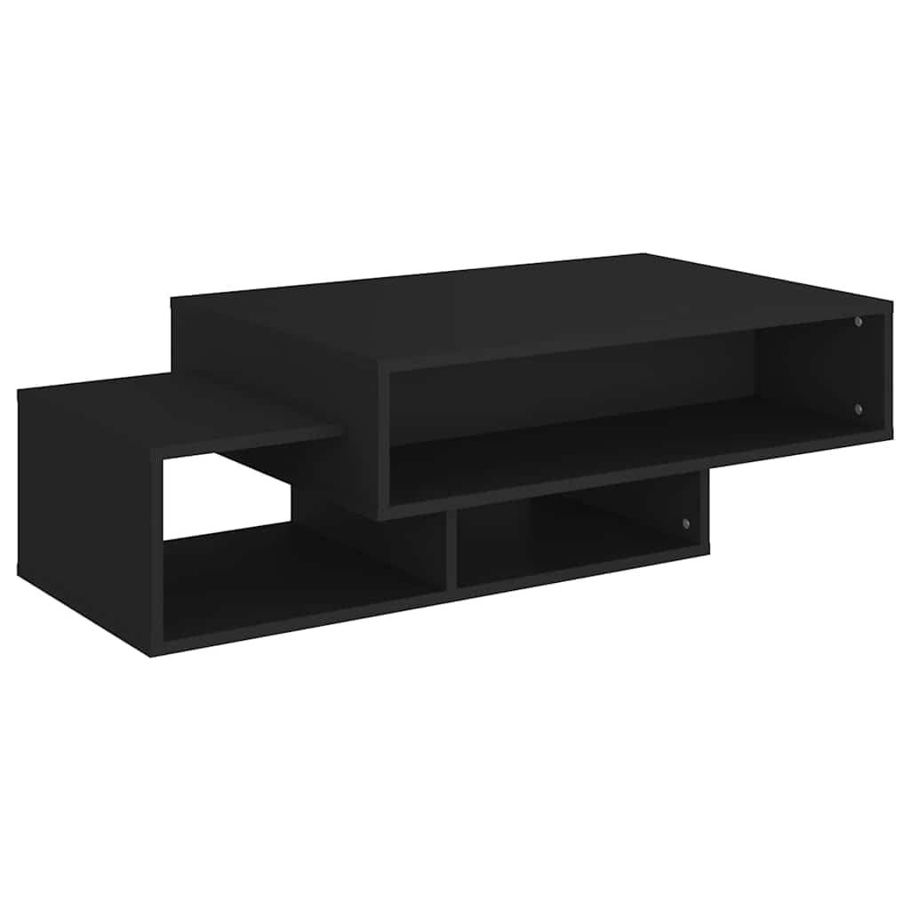 Table basse noire en bois de salon pour ranger télécommandes et revues