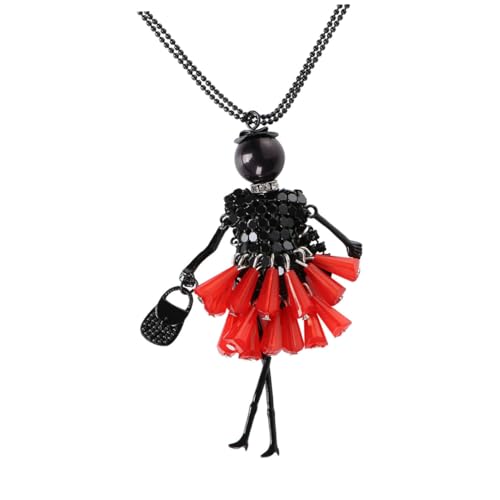 ORFOFE Collier Femme Long Multicolore Poupée Cartoon et Décoration pour Fête Plage et Voyage Bijoux pour Femme et Fille