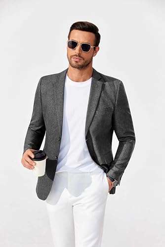 COOFANDY Blazer Mens Gray Lightweight Blazers Jacket Two-Button Sport Coat, Dark Charcoal, XL3