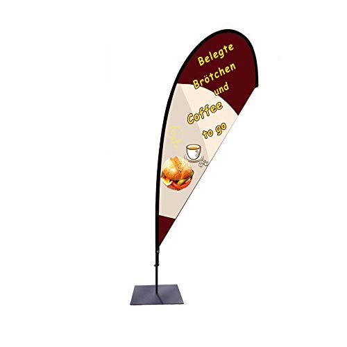 beachflag Coffee to go pubblicitario Fahne oltre 2 m alto T1 con piastra di base per interni ed esterni
