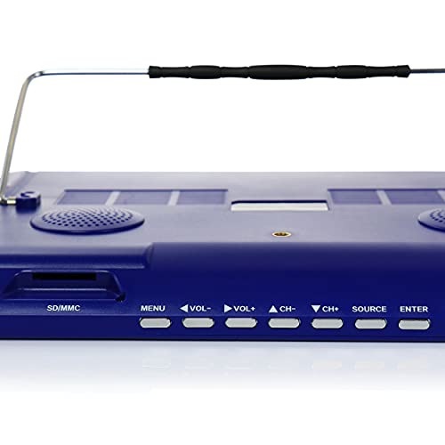 Image of Trexonic Portable Rechargeable 14 Inch LED TV with HDMI, SD /MMC, USB, VGA, AV in /Out and Built-in Digital Tuner, Blue