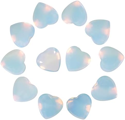 Nupuyai 12pcs Various Stones Crystal Heart Love Palm Worry Stone for Chakra Healing, Carved Stone for Home Decoration 1.5cm