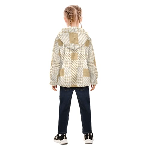 GuoChe Plaid Yellow Fashion Beige Kids Sherpa Jacket4