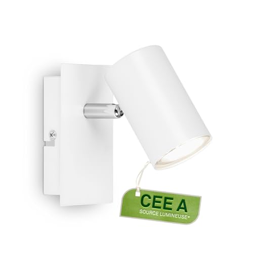 BRILONER - Applique LED intérieure, CEE A source lumineuse, orientable, 3000K blanc chaud, 2,5 W 450 lumens, lampe lecture murale, éclairage salon, cuisine,...