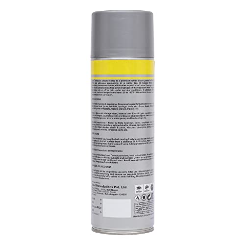 Image of Aerol Adhesive Grease Spray Grade 7000 | White Lithium Grease Fortified with PTFE for Bearings, Chains & Gears | High-Temperature Lubrication | -20C to 160C | 300 g / 464 ml | 1 Piece