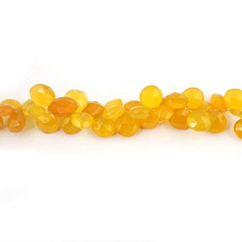 Perles Calcédoine Jaune Cœur Facetté de Haute Précision pour Joaillerie Fine