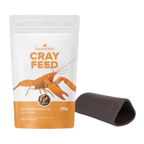 NatureHolic Krebse Sorglos-Paket | Aquarium Deko & Premium Krebsfutter - Ablaichhöhle & Futter für Krebse, Zwergkrebse, Fächergarnelen & Welse | Hochwertige Keramikhöhle & nährstoffreiche Futtersticks