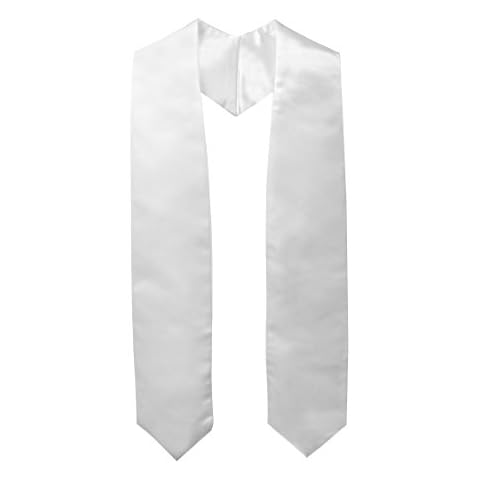 GraduationMall Unisex Shiny Stain Graduation Stole for Adults Choral and Academic Sash for School or Church 60" 152cm White Cover