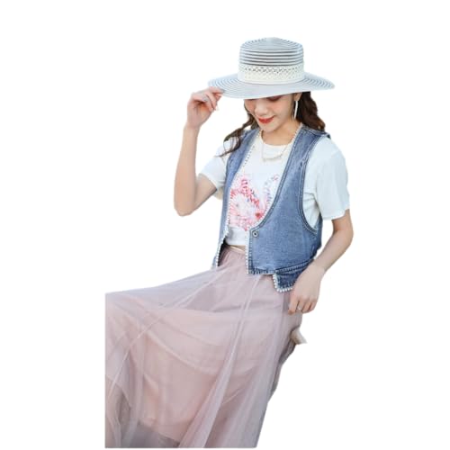 Fitted Denim Vest Cropped Sexy Cute Halter Jean Vest Top For Women lightweight With Pockets4