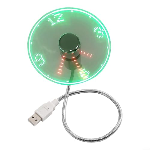 Fauhapyway Ventilador de reloj LED digital alimentado por USB de metal flexible de escritorio con pantalla de tiempo para oficina en casa computadora portátil ventilador de reloj (reloj)