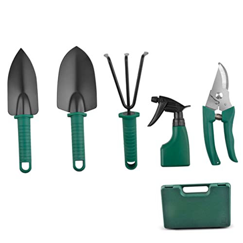 DOITOOL Attrezzi Da Giardino Pala Multifunzione Rastrello Da Giardinaggio Forbici Per Piante e Spruzzatore Per Coltivazione Di Fiori e Ortaggi All Aperto Valigetta Per Trasporto