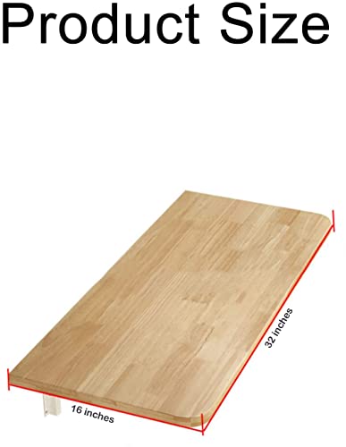 Image of Folding Wall Mounted Study Work from Home,Laptop Table /Desk; Semi Gloss Finish Color Bavarian Beech Top; Size: 16 inchx 32 inch Multipurpose Wall Mount Kitchen Shelf with MS Steel Brackets