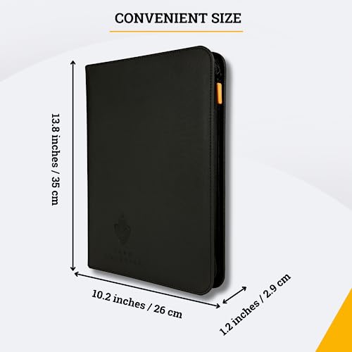Card Guardian - 9 Pocket Premium Binder With Zipper For 360 Cards Trading Card Games Tcg (Black) - Side Loaded Pockets - Compatible With Yugioh Cards Mtg Binder Sports Card Binder #TOP4