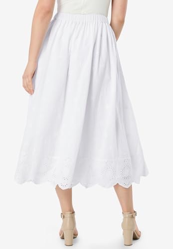 Roaman's Women's Plus Size Eyelet Midi Skirt2