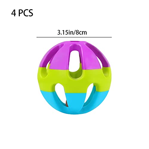 YanHLQJY 4 Pack Cat & Parrot Toys - Colorful Bird Balls with Bell for Small Pets, Blue - Image 2