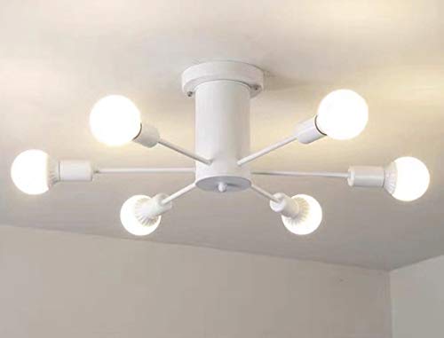 RUXUE Industrial Flush Mount Ceiling Light 6 Lights Vintage Chandelier Lights for Kitchen Dinning Room Hallway Farmhouse Living Room - Image 4