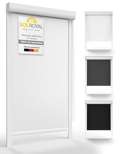 Sol Royal - Estores Enrollable Sol Reflect K24-80x175 cm - Persiana oscurecente con rieles de guía - Blanco