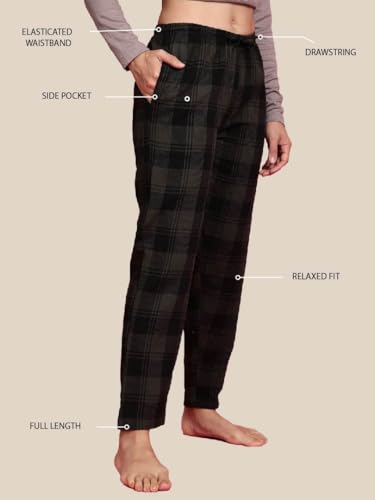 Image of KRYPTIC Women's 100% Pure Cotton Woven Pyjama | Mid Rise Relaxed Fit Full Length Nightwear Pant with Elasticated Drawstring Waistband & Side Pocket | Comfortable Lounge, Sleepwear & Casual Bottom Wear