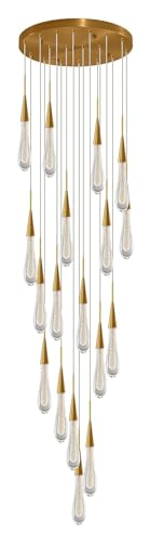 GONGKAI Lámpara de Techo de 18 Luces de Cristal de Lujo con Forma de Gota de Lluvia, Luces Colgantes de Techo Alto, Pantalla de Vidrio sembrado, lámpara de araña de Lujo Larga, Altura máxi