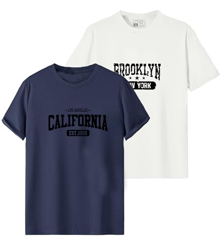 Image of JUGULAR Men's Half Sleeve Cotton Printed Combo Tshirt (Pack of 2)