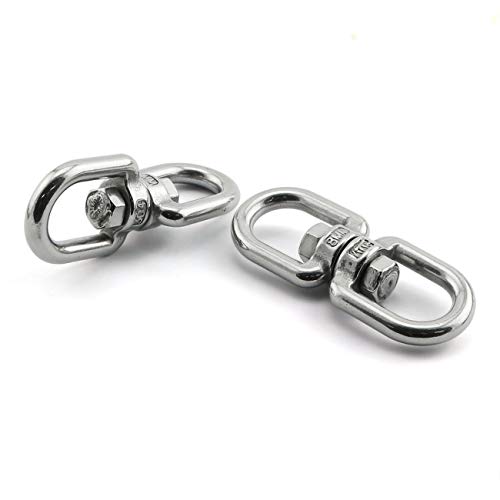 JCBIZ 2 peças M8 Corrente de olho duplo gancho giratório manilha de aço inoxidável 304 equipamento m