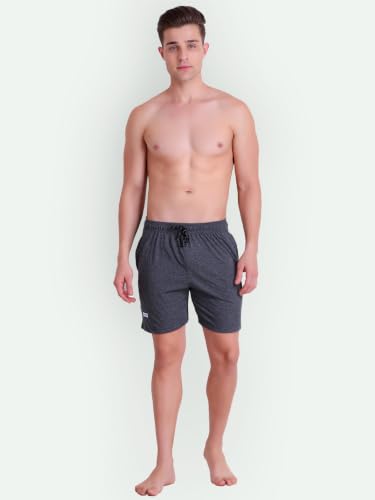 Image of T.T. Cotton Blend Shorts for Men | Regular Fit | Elasticated & Zipper | 2 Sided Pockets & 1 Back Pocket | Solid | Above Knee Length Bermuda Short | Ideal for Casual Outings