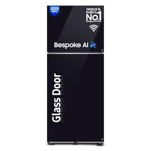 Image of Samsung 396 L, 2 Star, Convertible 5-in-1, Digital Inverter, Frost Free Double Door, WiFi Enabled Bespoke AI Refrigerator (RT41DB6A4B22HL, Clean Black)