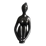 Milageto Wohnaccessoire Yoga-Statue, dekorative Yoga-Figur, schwarze Kunstharz-Statue, Frauenskulptur, Sammlerfigur, modernes Design, Meditations-Yoga-Statue für Bücherregal, Wohnzimmer, Tisch, stil d