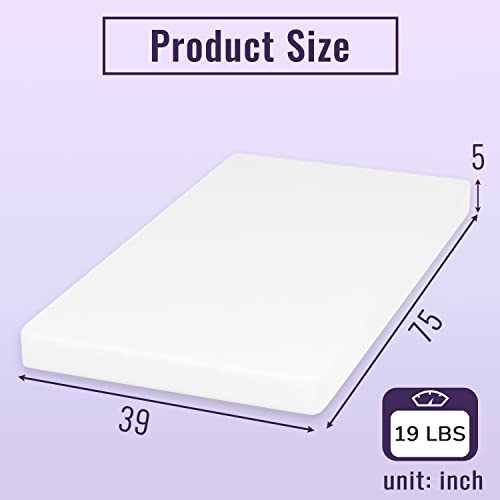 Image of PayLessHere 5 Inch Memory Foam Mattress /Cooling Gel Bamboo Charcoal Infused Mattress /Medium Firm Mattresses /CertiPUR-US Certified /Bed-in-a-Box /Fiberglass Free /Pressure Relieving Twin Size,White