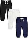 Resinta 3 Pack Toddler Girls' Fleece Pants Baby Casual Pull On Active Sweatpants Warm Joggers with Pockets Drawstring