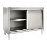 PattenlLevi Catering Arbeitsschrank Edelstahl 120 x 50 x 86 cm, 400kg, 2 türen küchenschrank Edelstahl für Restaurant, Edelstahlschrank Küchenschrank Gastro-Arbeitstisch, Edelstahl Arbeitsschrank