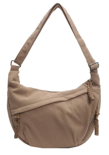 Image of Hobo Bag for Women Men Crescent Shoulder Bag Retro Nylon Canvas Crossbody Bag Slouchy Corduroy Dumpling Bag Purse | Retro