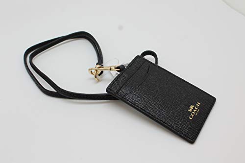 Coach ID Lanyard Badge Holder In Crossgrain Leather (Black/Gold) - image 6