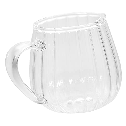BRIGHTFUFU Small Glass Pitcher Lid Milk Dispenser Creamer Cup Container Multipurpose for Sauce Milk Salad 155ml