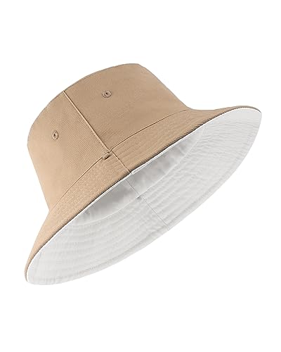 Image of XXL Oversize Bucket Hat Reversible, XL L M S Fisherman Sun Cap With Chin Strap, Travel Beach Outdoor Hat For Men Women