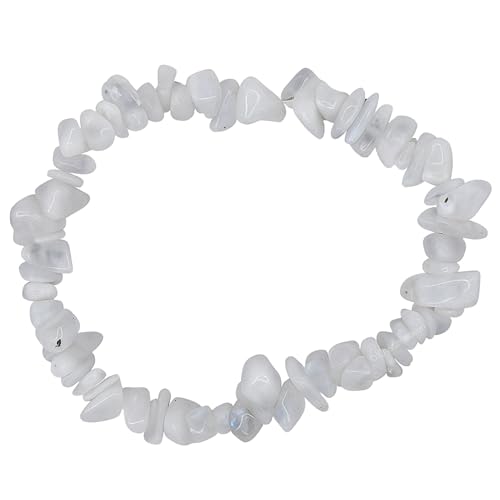 Image of Certified Rainbow Moonstone Bracelet for Women Men with Healing Crystal and Reiki Stone - Beautiful Gemstone Beaded Bracelet for Balance, Harmony & Positive Energy (Chips Stone Beads)