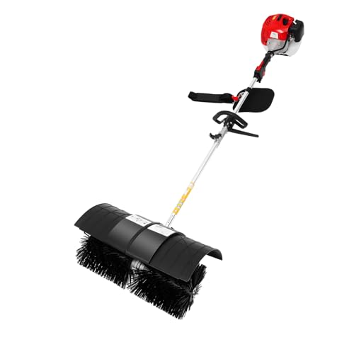2 Stroke Gas Power Nylon Brush Broom Sweeper Artificial Grass Driveway Turf Snow Clean Petrol Powered Sweeping Cleaner Air Cooled Engine Cleaning Tool Adjustable Speed Large Area For Dirt Leaves