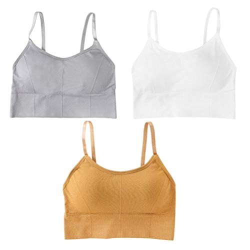 KesYOO 3 peças de sutiãs esportivos respiráveis com gola V e sutiã de fitness para mulheres e menina