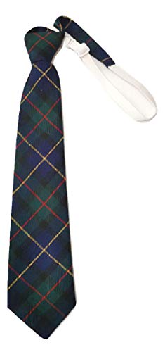 L&L Kid Children Boy Wool Blended Tartan Elastic Neck Tie Scotland prom school (Green)