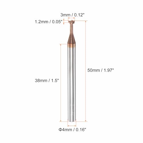 Image of HARFINGTON T Slot End Mill Milling Cutter 3mm Cutting 1.2mm Depth 4mm Shank Solid Carbide Titanium Coated 4 Flutes for Stainless Steel Alloy